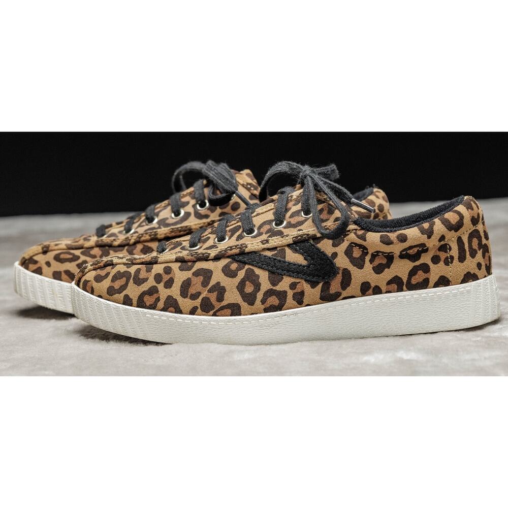 Tretorn Nylite Plus Suede Leopard Print Retro Sneakers Womens Size 7.5 - Picture 15 of 16